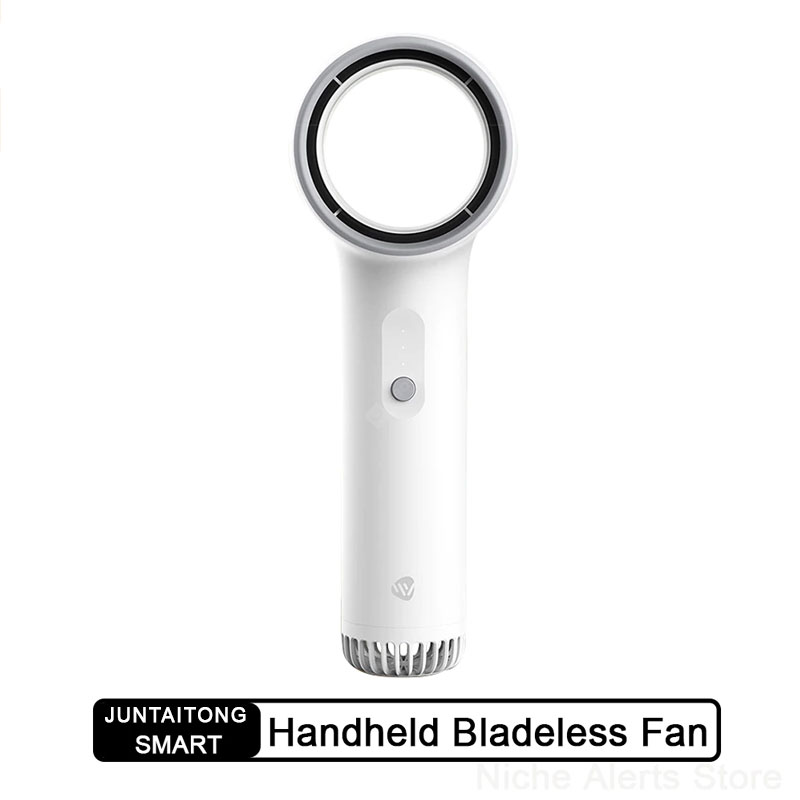 Juntaitong MiNi Handheld Bladeless Fan Bladeless Safety Strong Wind Low Noise Beautiful And Portable Vane Car Travel Use fans